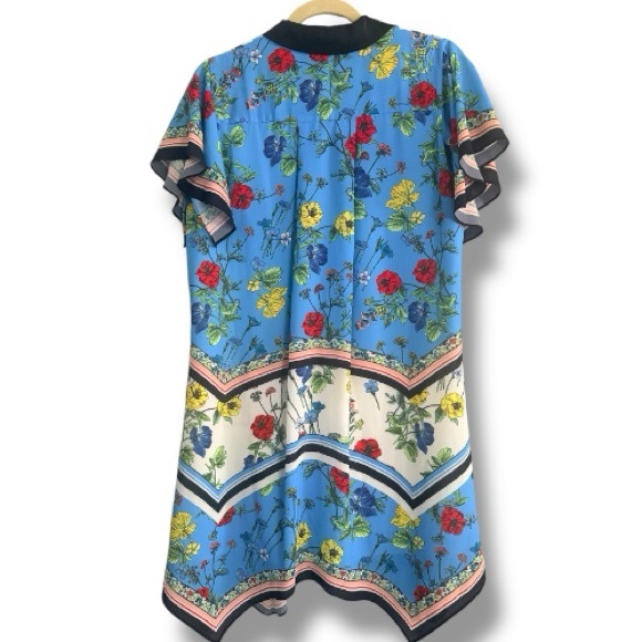 Alice + Olivia Conner Floral Scarf-Print Shirt Dress Size Large - Picture 7 of 13